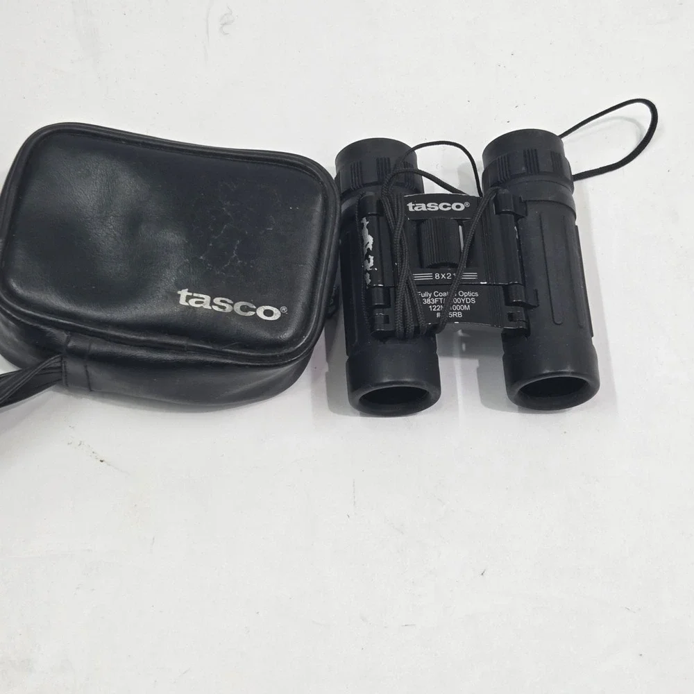 Tasco 165RB Compact‎ Binoculars 8x21 Black Folding Pocket Size w/ Case...